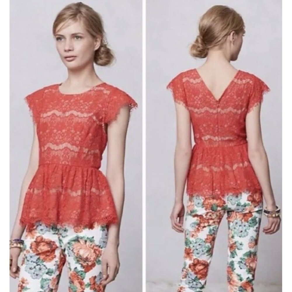 Anthropologie MAEVE Lace Peplum 'Katrine' Top